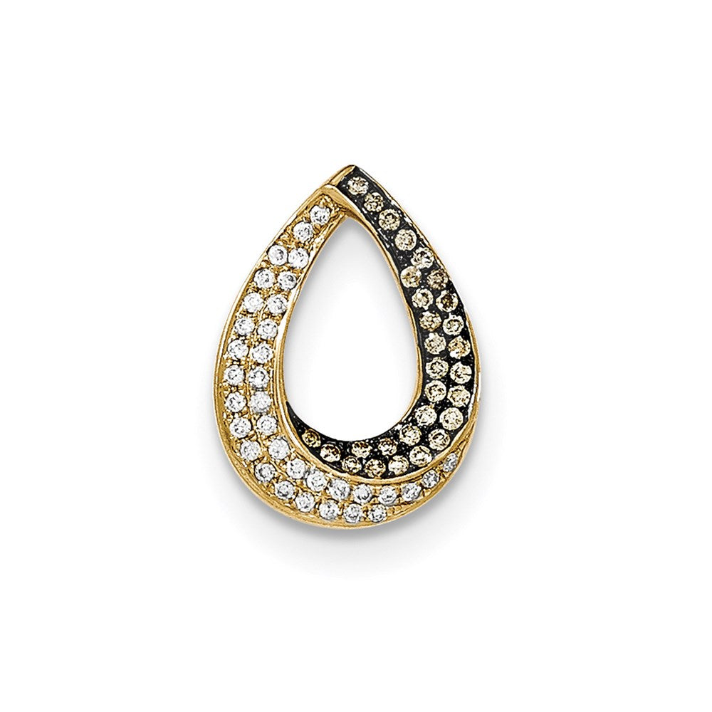 14k yellow gold champagne white real diamond teardrop pendant xp4611aa