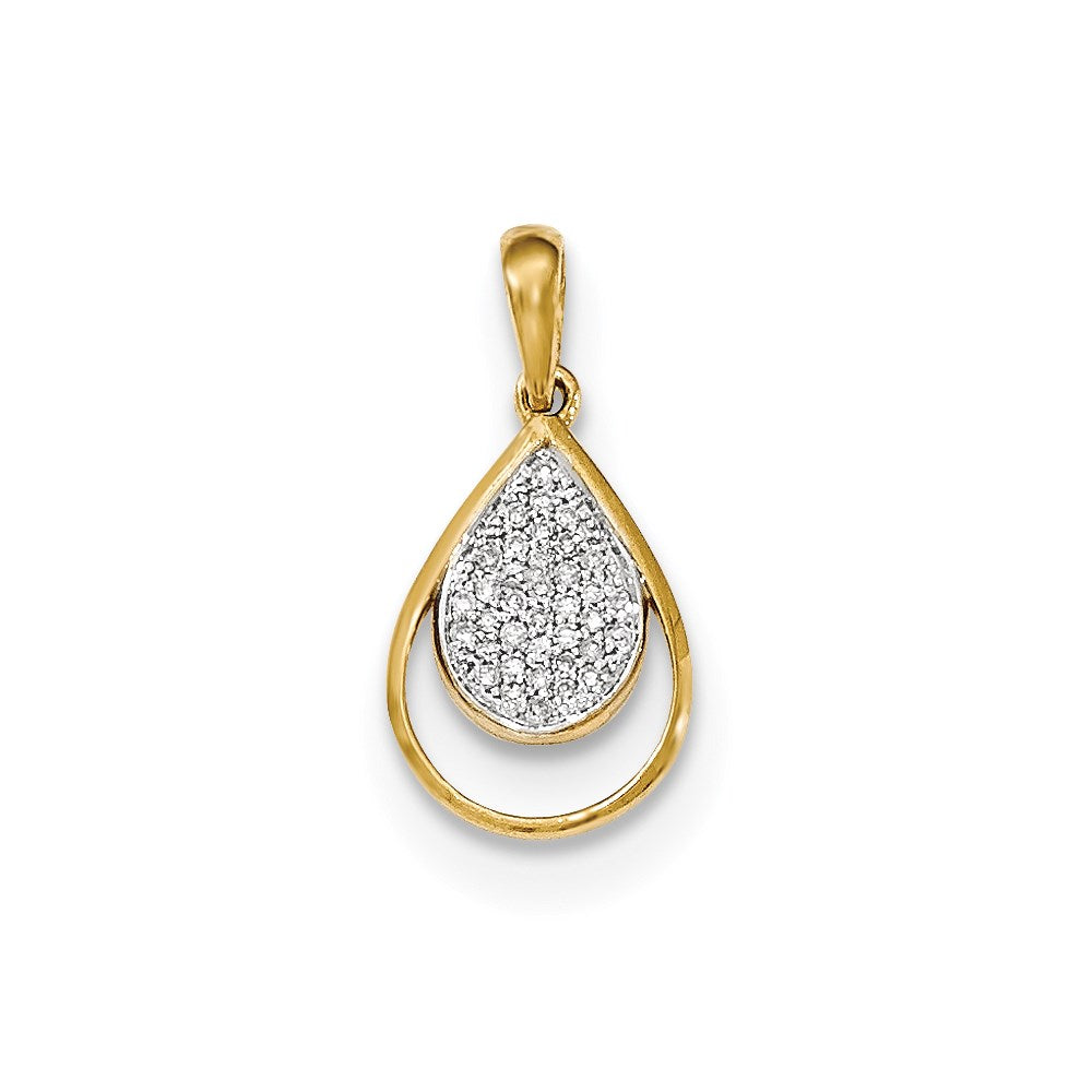 14k yellow gold real diamond teardrop pendant xp4615a