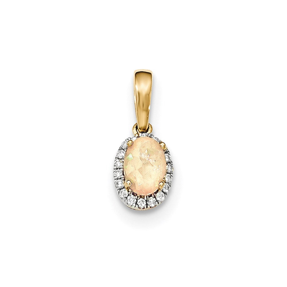 14k yellow gold oval australian opal real diamond halo pendant xp4655op aa
