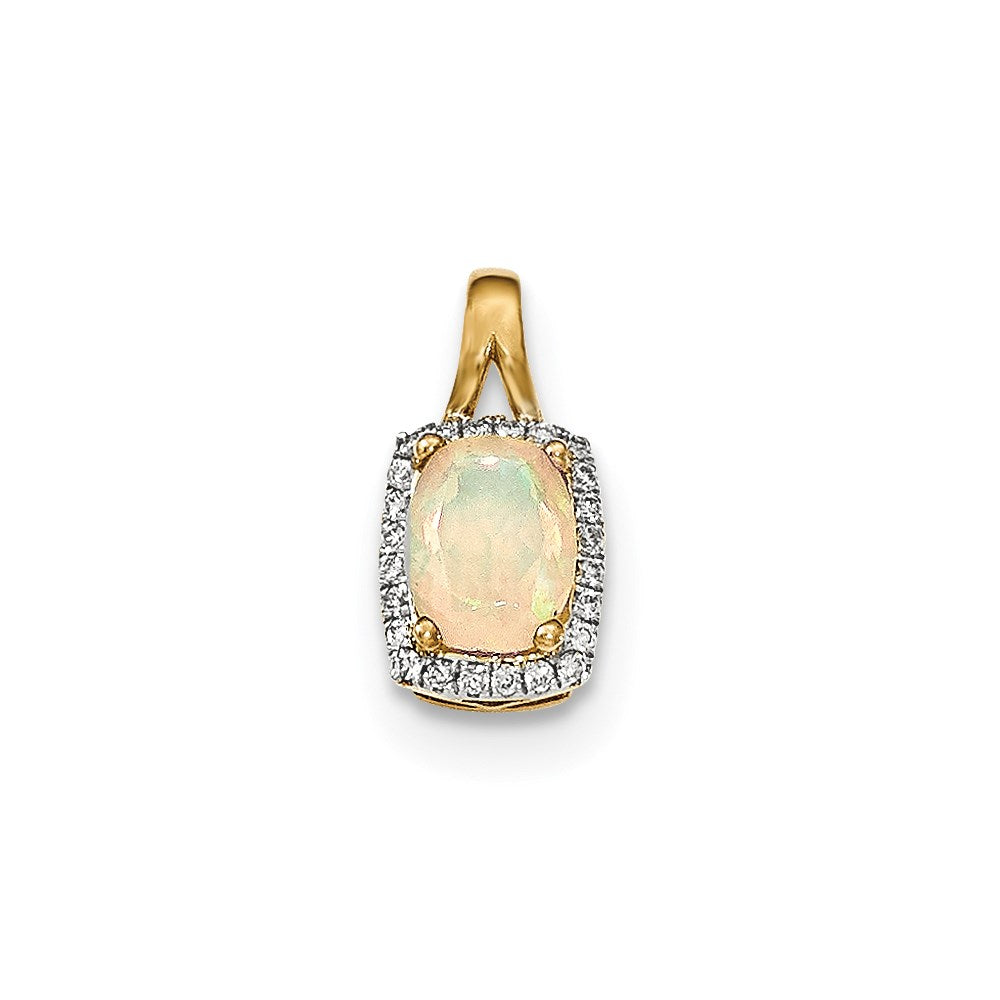 14k yellow gold oval australian opal real diamond rectangle pendant xp4657op aa