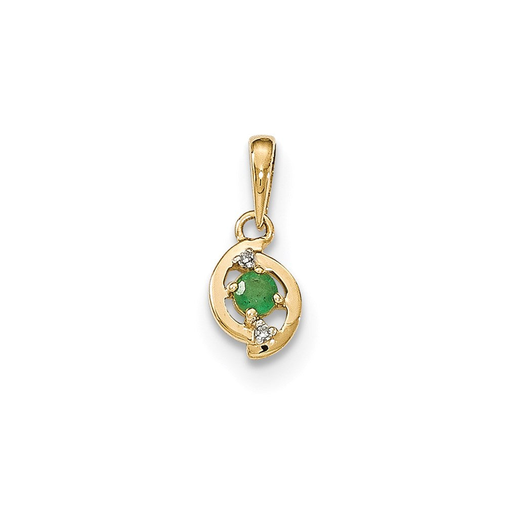14k yellow gold emerald and real diamond pendant xp4671e aa