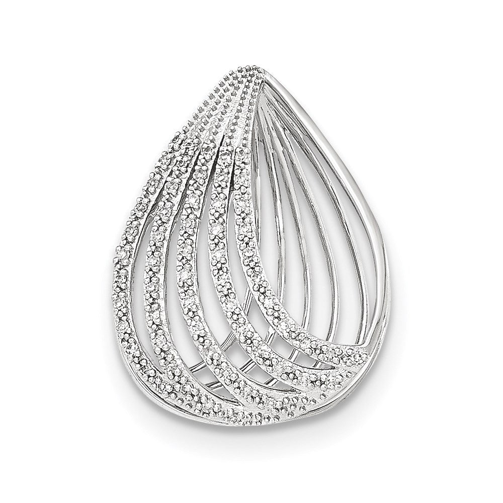 14k white gold real diamond open teardrop slide pendant xp4747aa