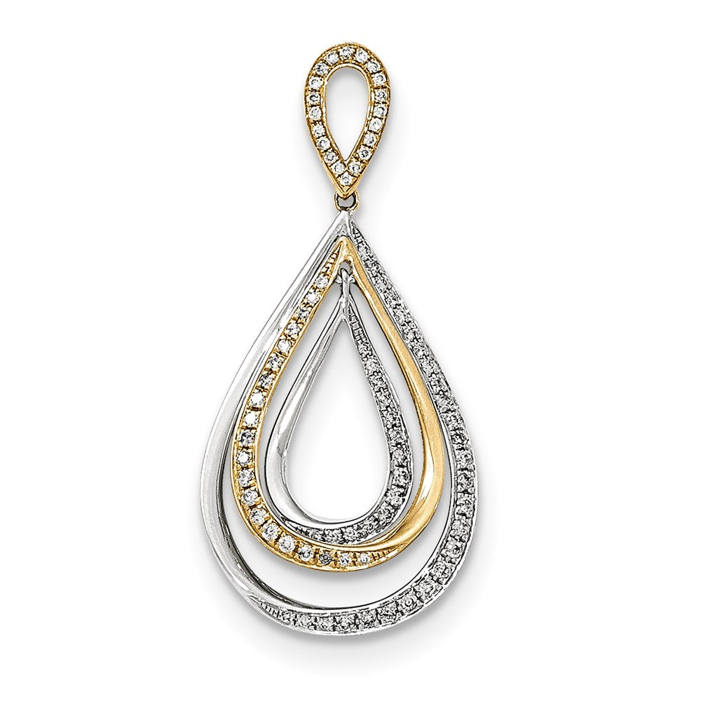 14k two tone gold real diamond teardrop pendant xp4804aa