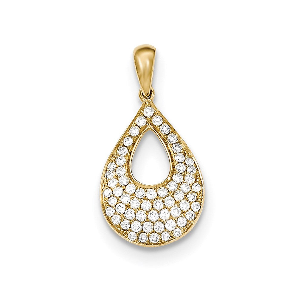 14k yellow gold pav‚ real diamond teardrop pendant xp4810aa