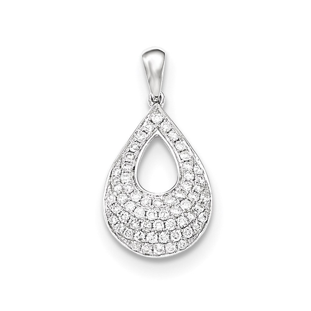 14k white gold pav‚ real diamond teardrop pendant xp4811aa