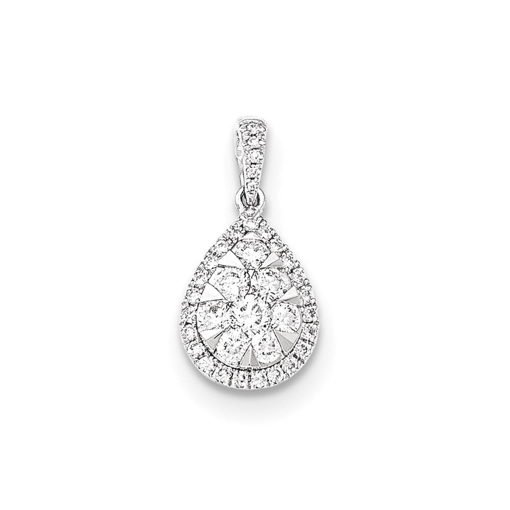 14k white gold real diamond teardrop pendant xp4820aa
