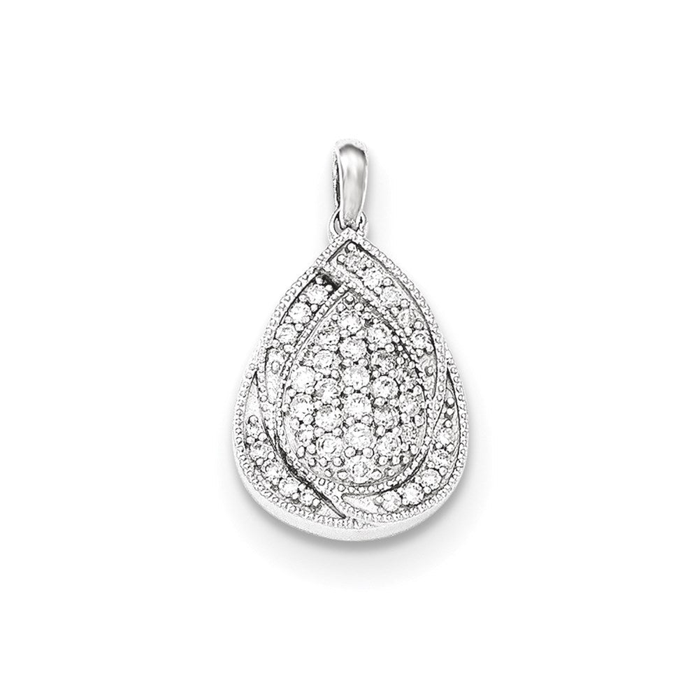 14k white gold real diamond teardrop pendant xp4821aa