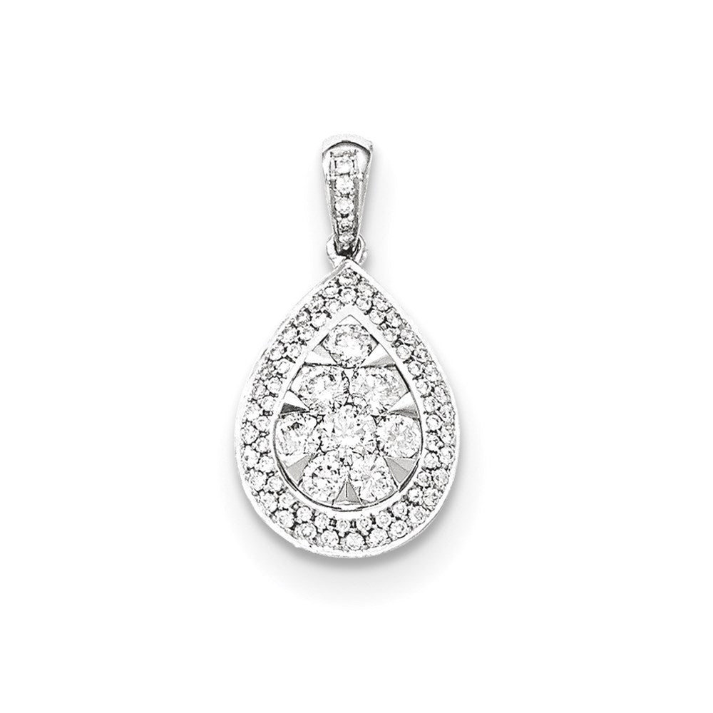 14k white gold real diamond teardrop pendant xp4824aa
