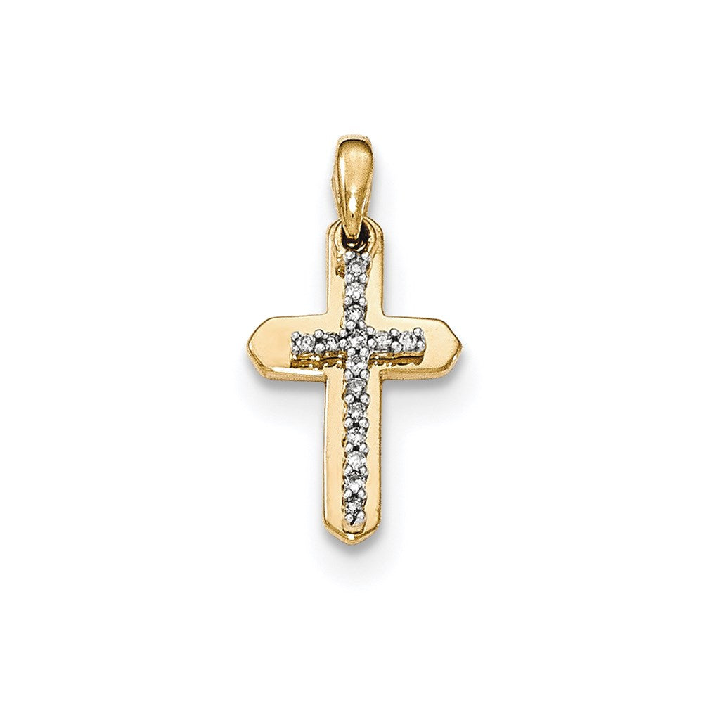 14k yellow gold real diamond cross pendant xp4957aa