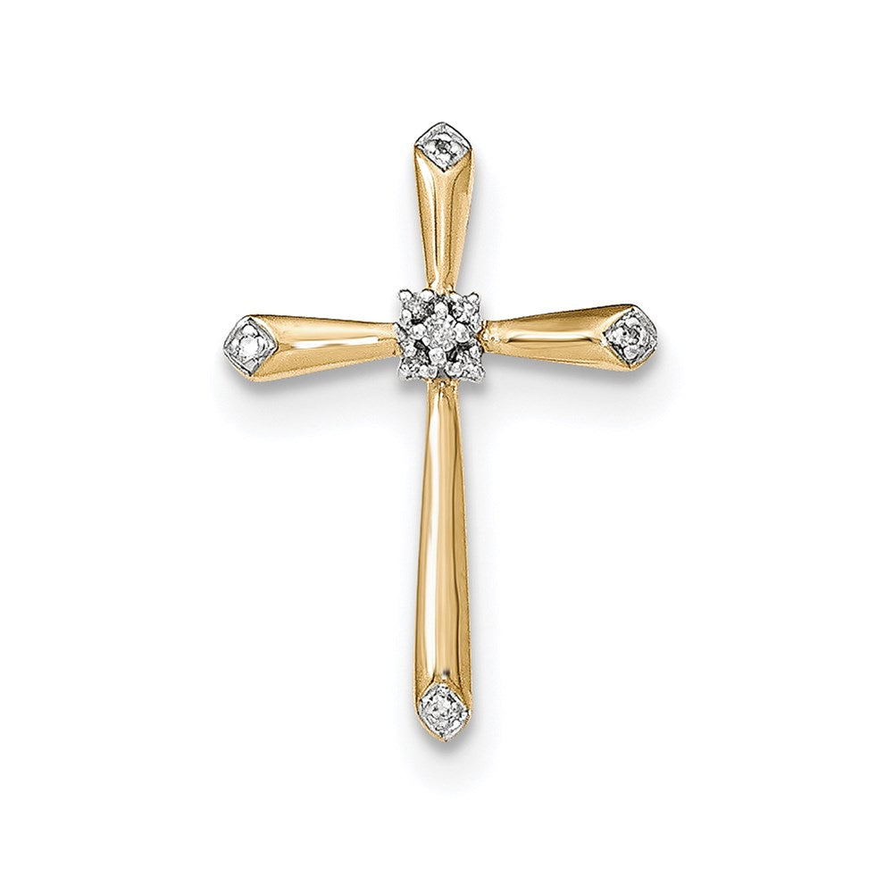 14k yellow gold real diamond w rhodium accent cross pendant xp4967aa