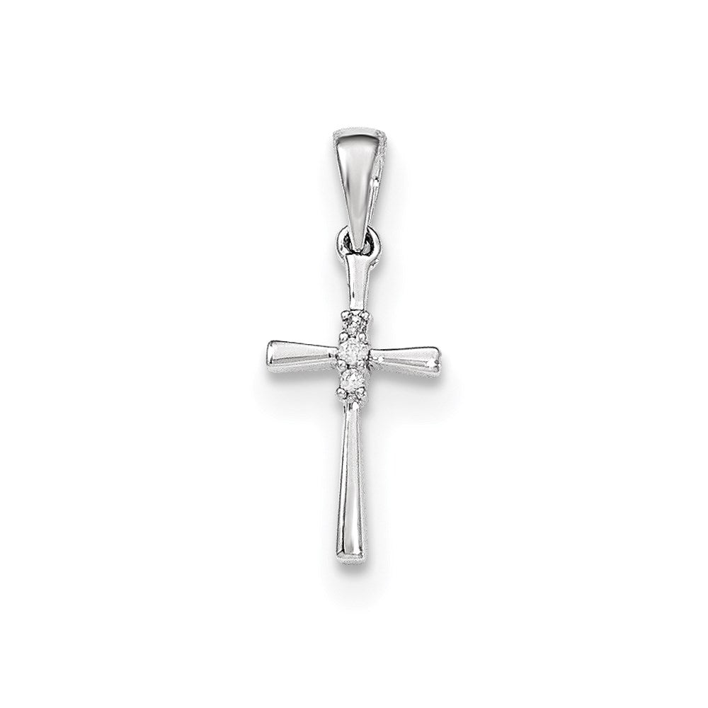 14k white gold real diamond cross pendant xp4986aa