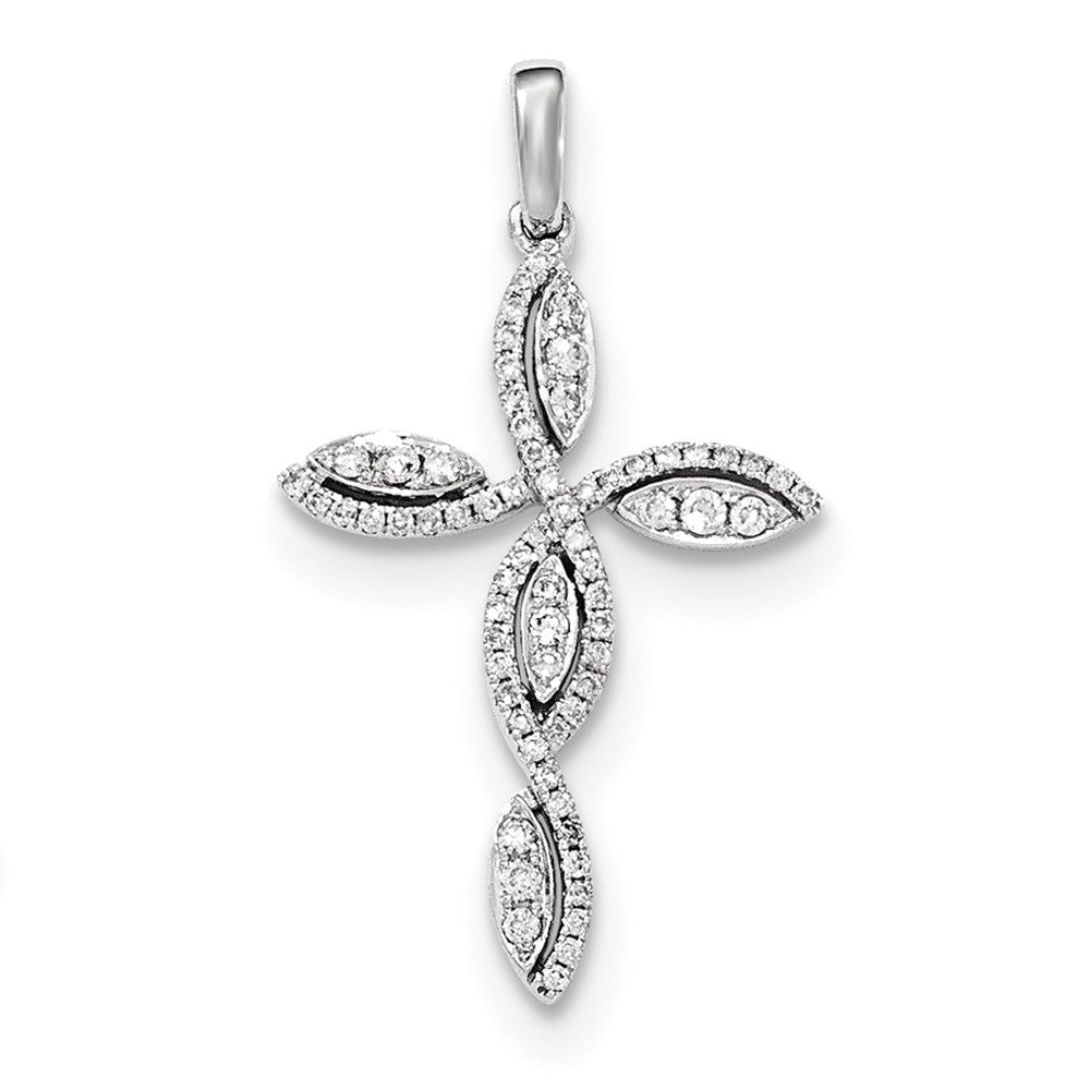 14k white gold real diamond twisted cross pendant xp4988aa