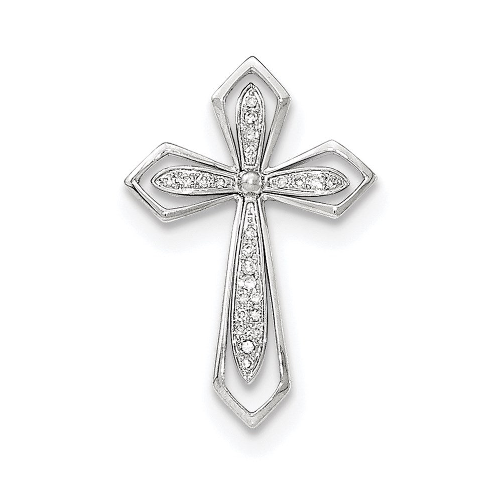 14k white gold polished real diamond cross chain slide pendant xp4999aa