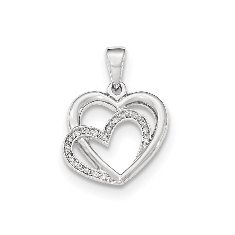 14k white gold polished real diamond hearts pendant xp5006a