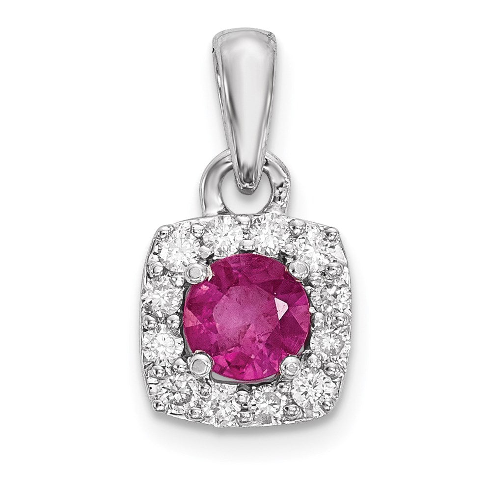 14k white gold real diamond ruby pendant xp5063r a