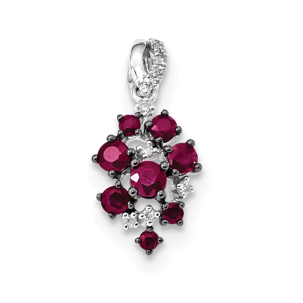 14k white gold real diamond and ruby polished pendant xp5070r aa
