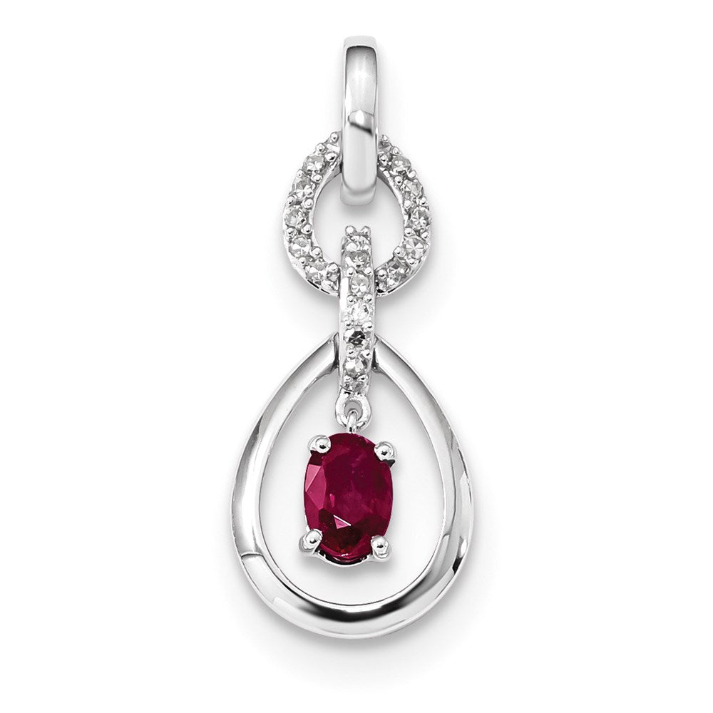 14k white gold real diamond and ruby dangle pendant xp5072r aa