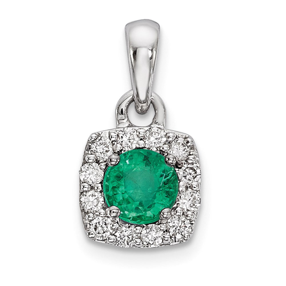 14k white gold real diamond emerald pendant xp5092e a