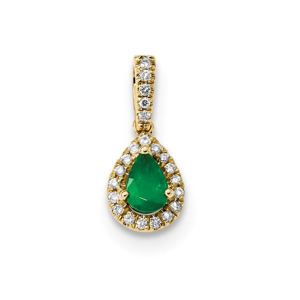 14k yellow gold w emerald real diamond pendant xp5108e aa