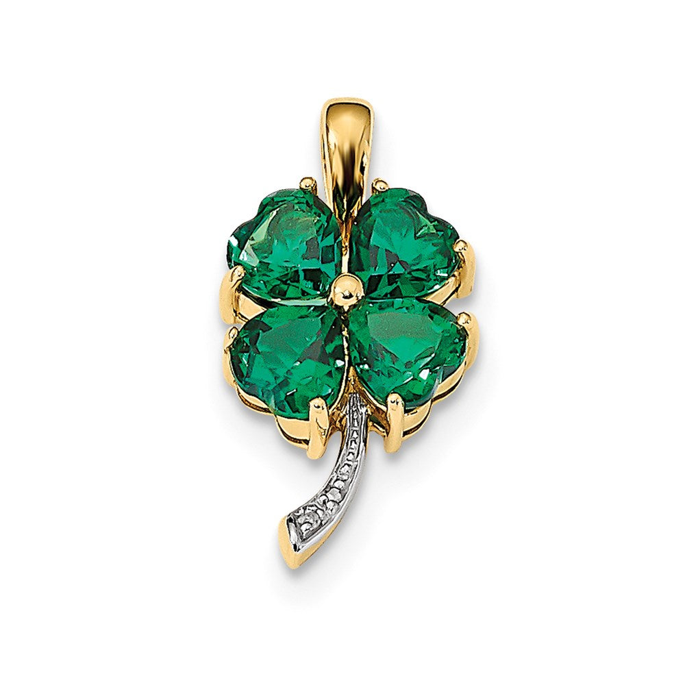 14k yellow gold w created emerald real diamond polished pendant xp5119ce aa