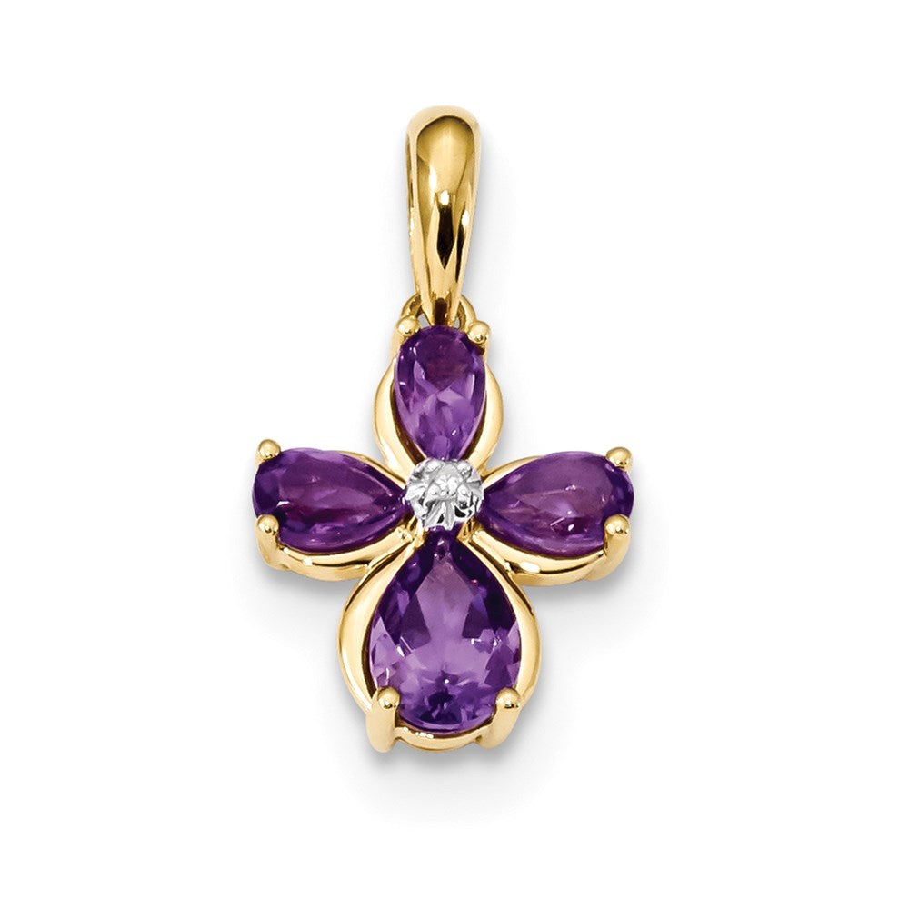 14k yellow gold amethyst real diamond pendant xp5126am aa
