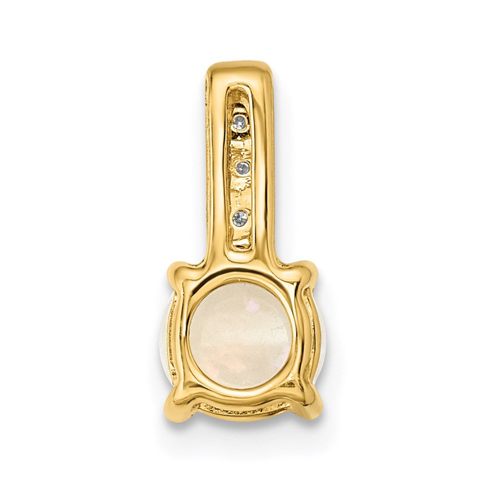 14K Gold with Diamond and Opal Polished Pendant