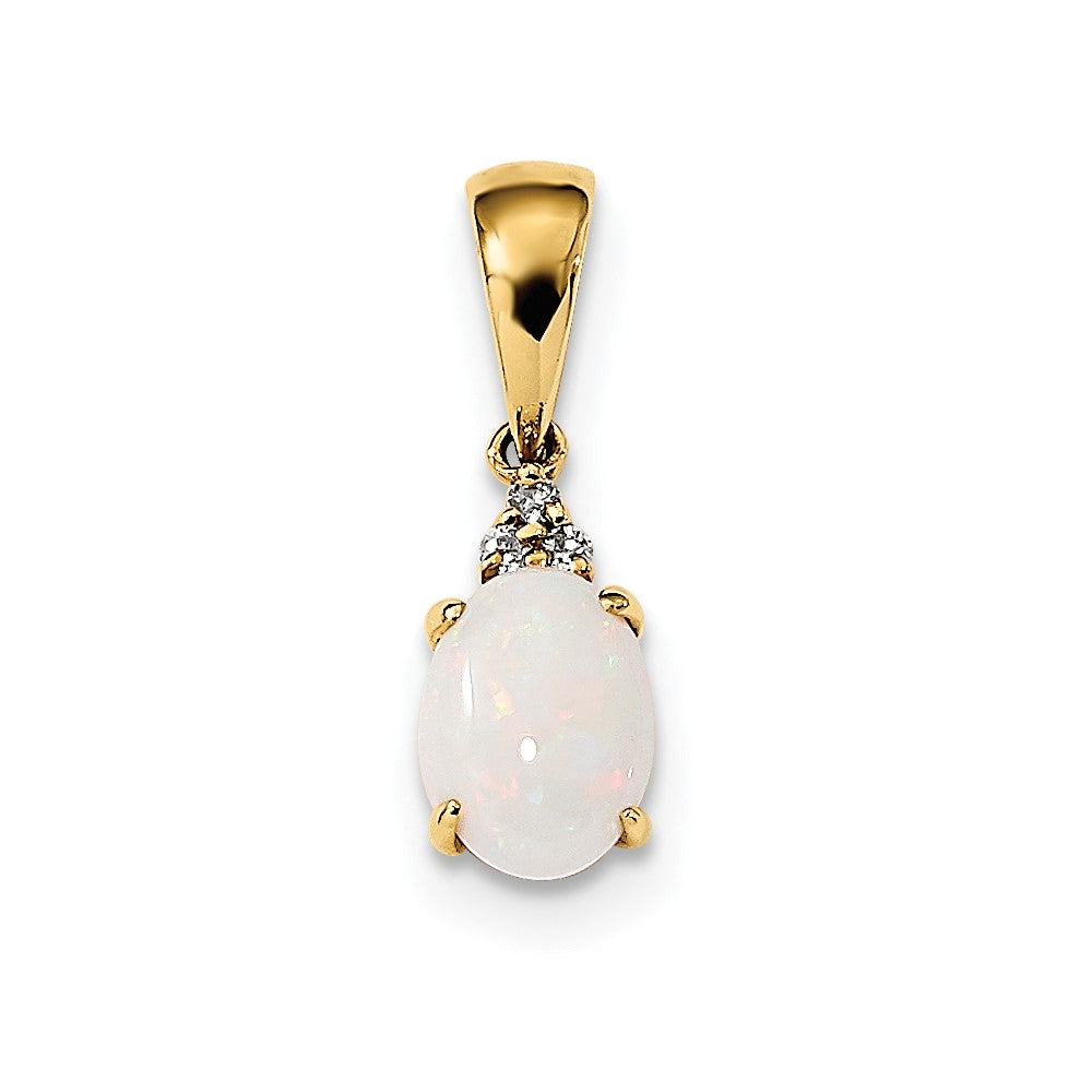 14k Gold with Austrian Opal and Diamond Pendant