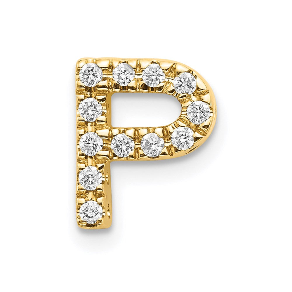 14k yellow gold real diamond initial p charm xp857p