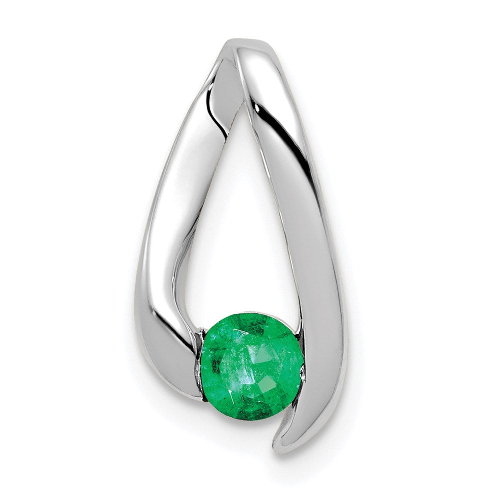 14k white gold 4mm emerald pendant xp949e