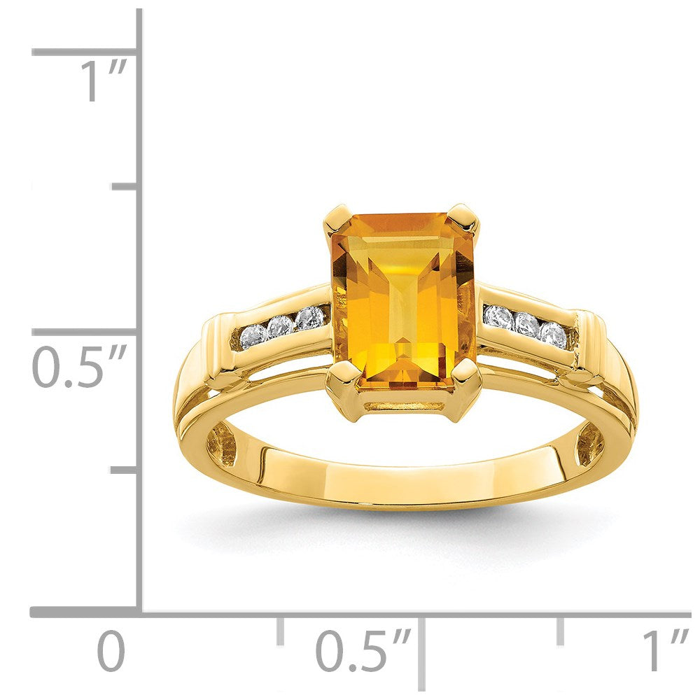 14k yellow gold citrine and white topaz square ring y11523ci