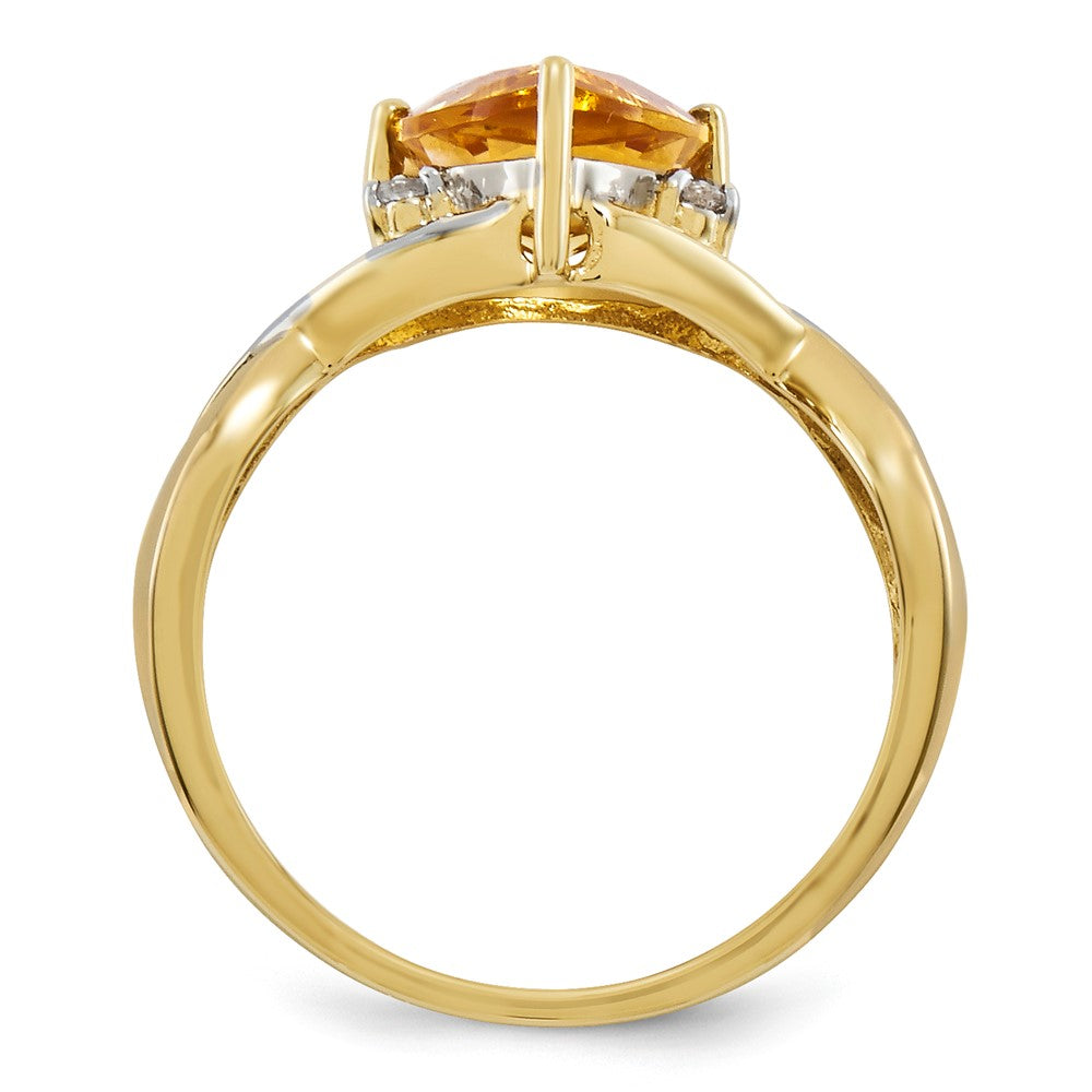 14k yellow gold citrine and white topaz trillion ring y11527ci