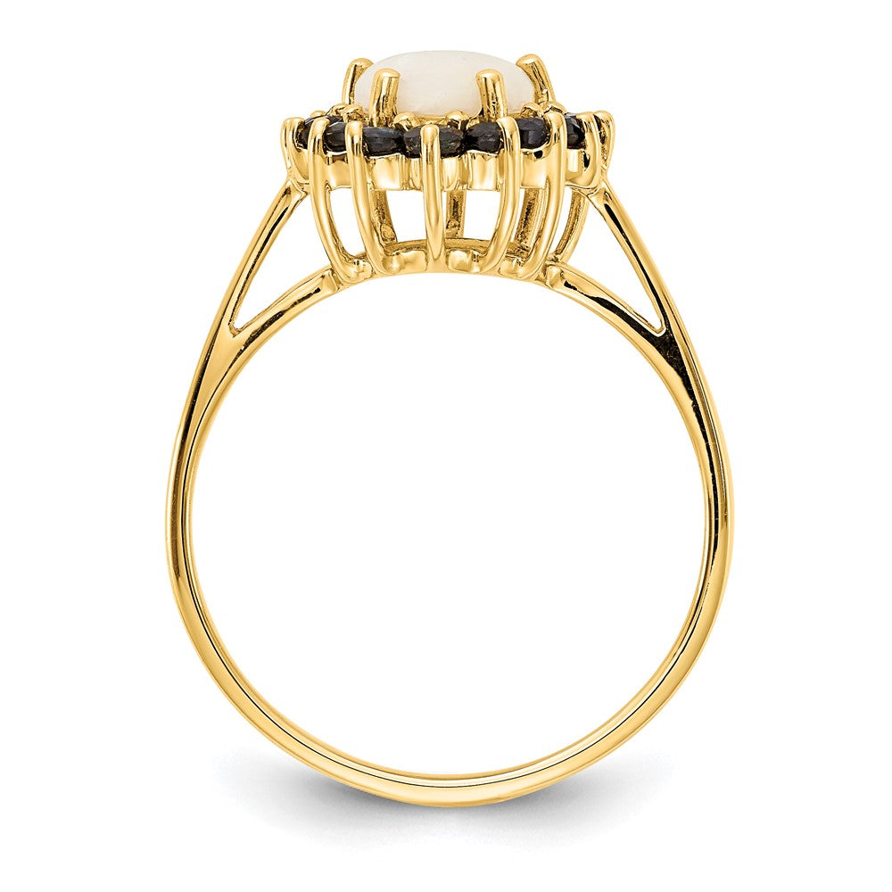 14k yellow gold opal and sapphire ring y11657op