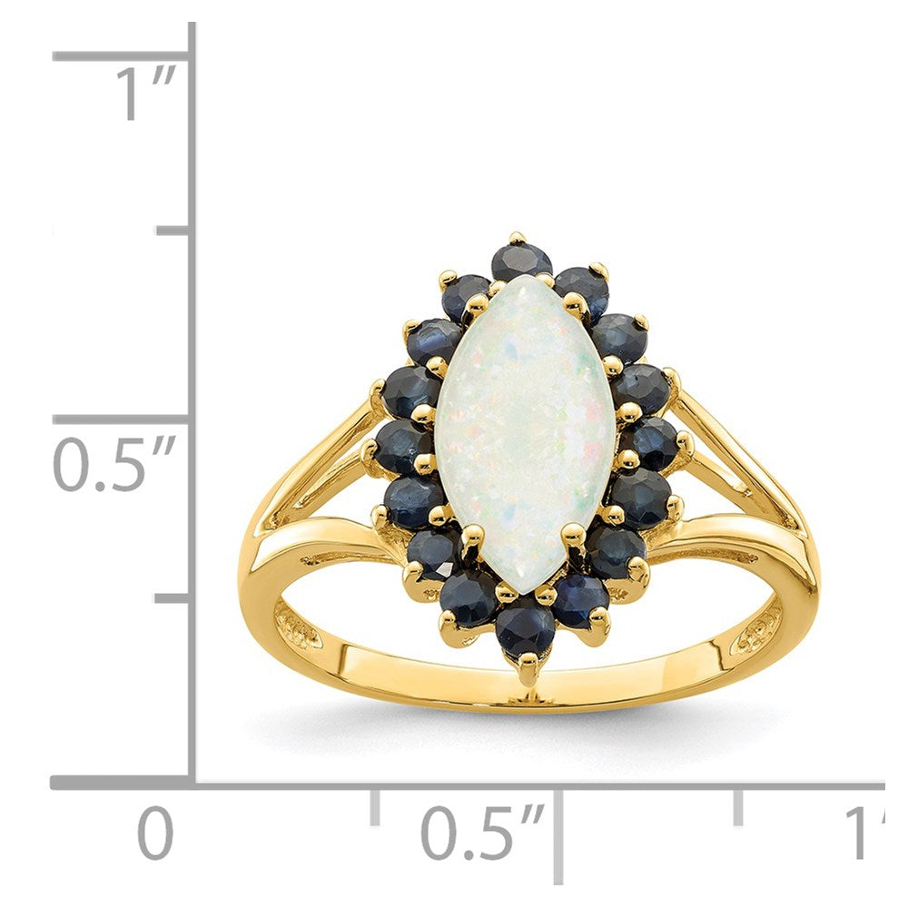 14k yellow gold opal and sapphire ring y11658op