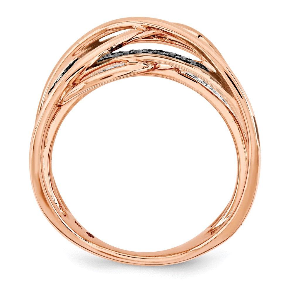 14k rose gold polished 2 blk diamond diamond band ring y13189aa