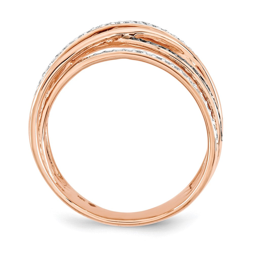 14k rose gold polished 2 diamond blk real diamond band ring y13190aa