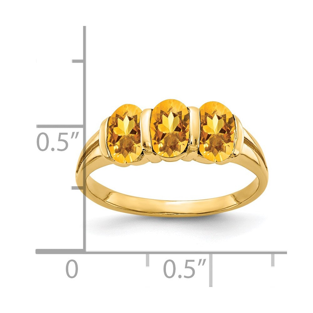 14k yellow gold 6x4mm oval citrine checker ring y2034cc