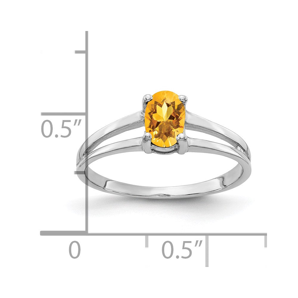 14k white gold 6x4mm oval citrine checker ring y2074cc