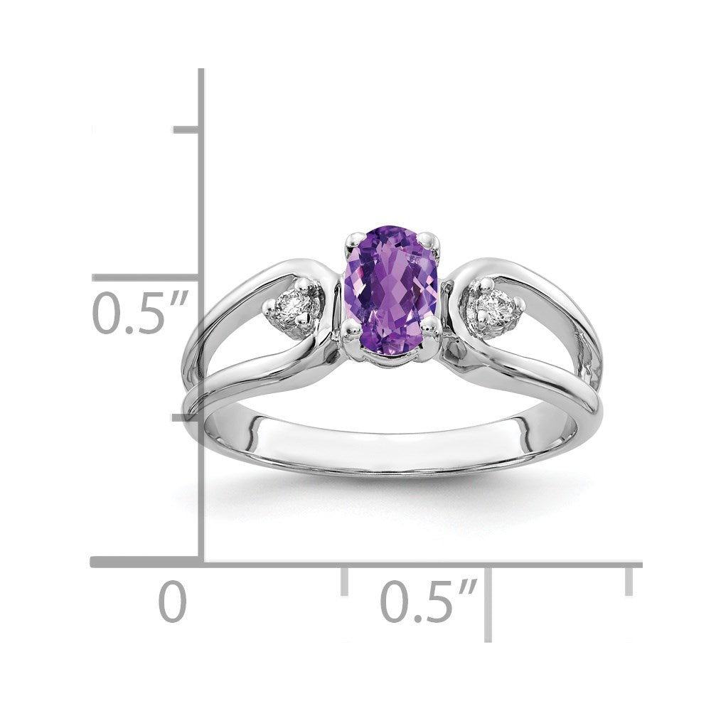 14k white gold 6x4mm oval amethyst checker a real diamond ring y2082ac a