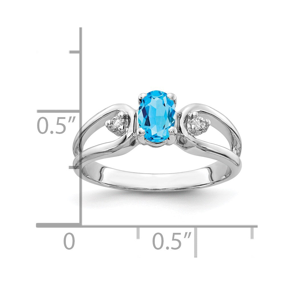 14k white gold 6x4mm oval blue topaz checker a real diamond ring y2082bc a