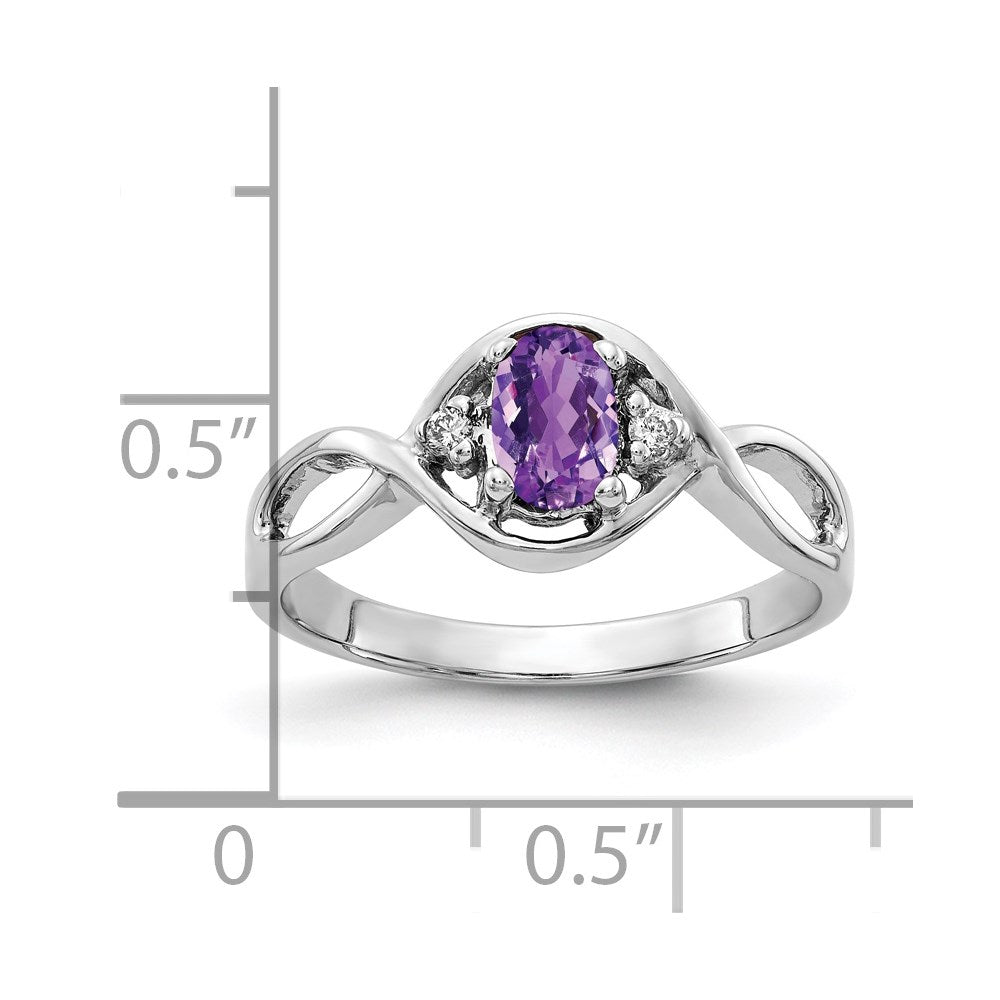 14k white gold 6x4mm oval amethyst checker a real diamond ring y2086ac a