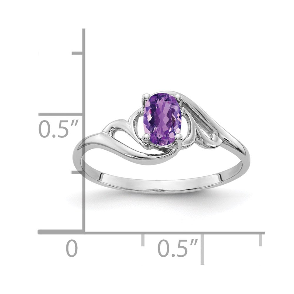 14k white gold 6x4mm oval amethyst checker ring y2094ac