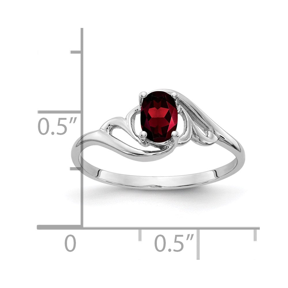 14k white gold 6x4mm oval garnet checker ring y2094gc