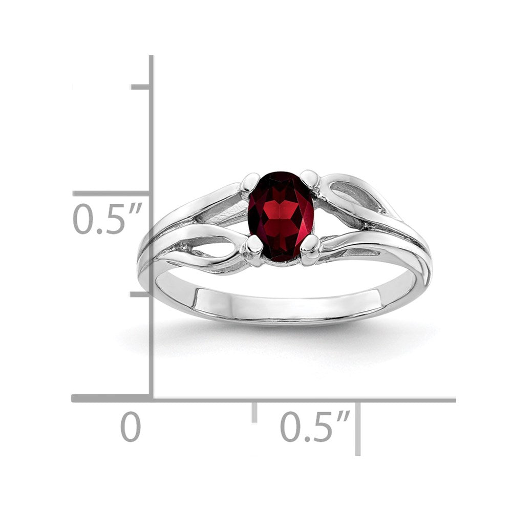14k white gold 6x4mm oval garnet checker ring y2097gc