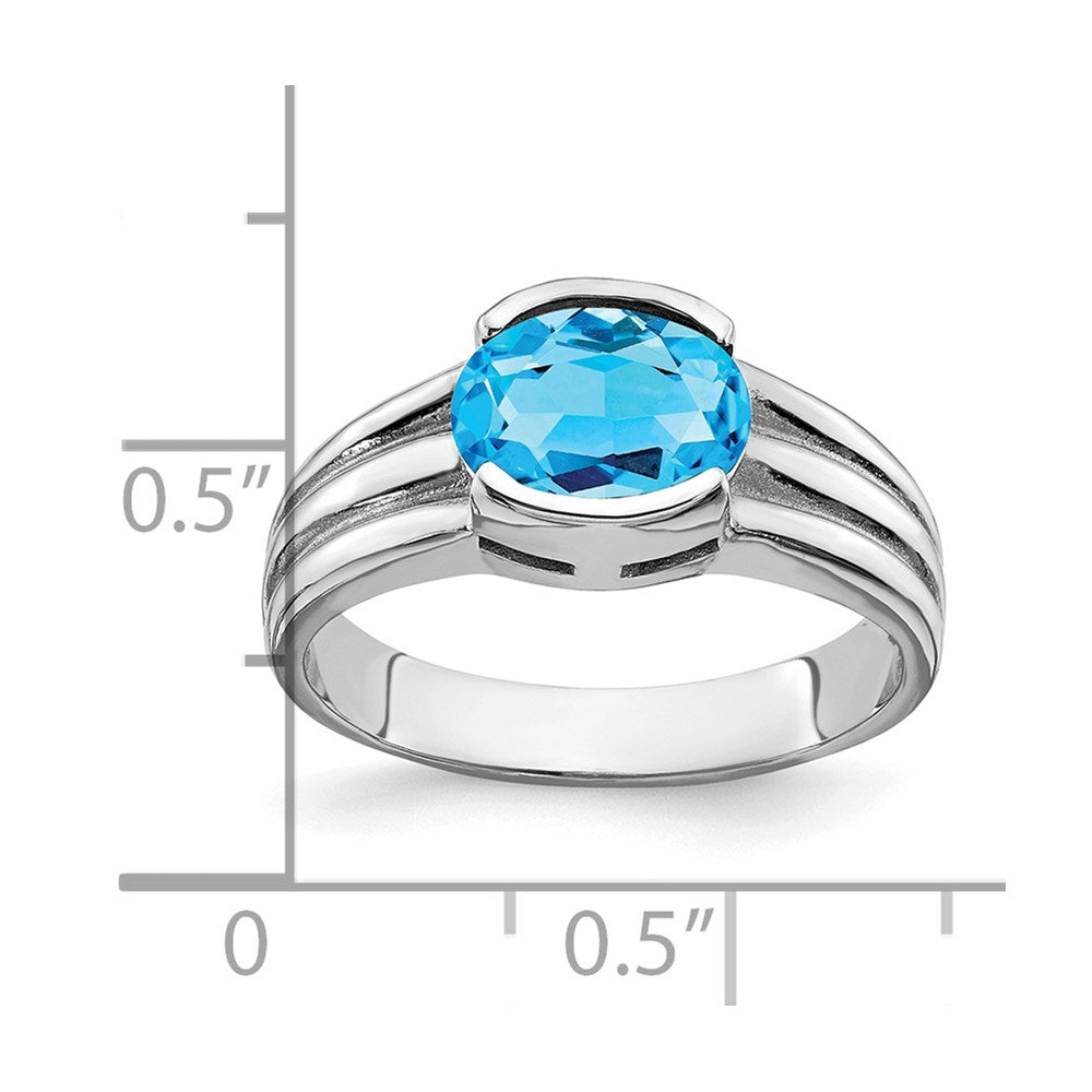 14k white gold 8x6mm oval blue topaz ring y4474bt