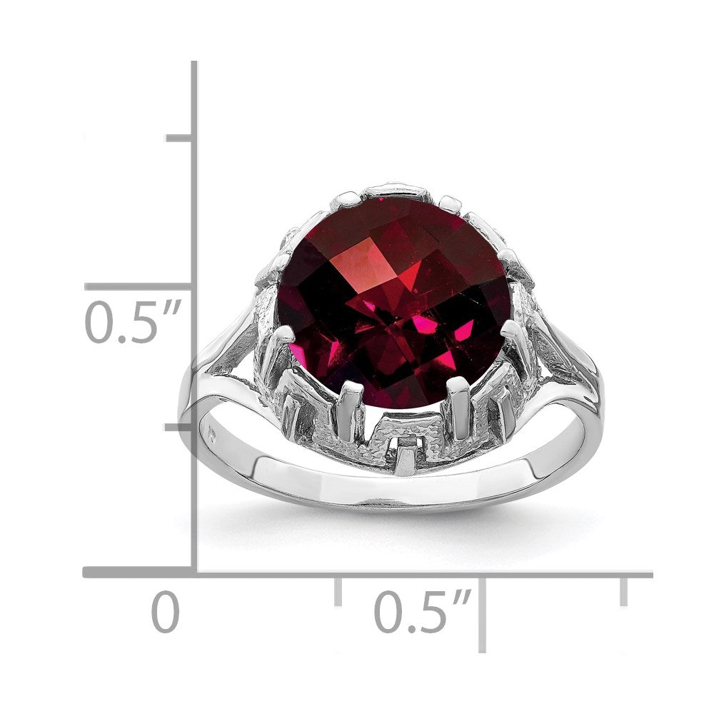 14k white gold 10mm garnet checker ring y4515gc