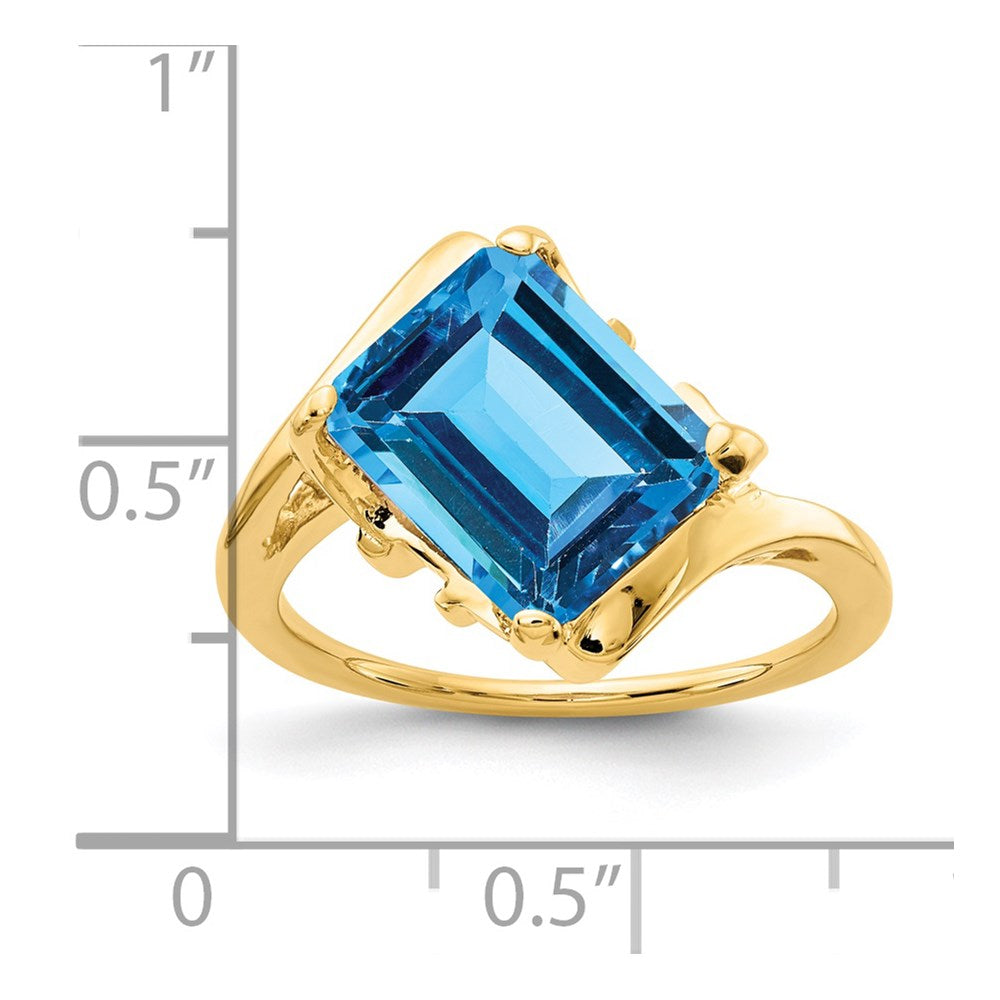 14k yellow gold 10x8mm emerald cut blue topaz ring y4537bt