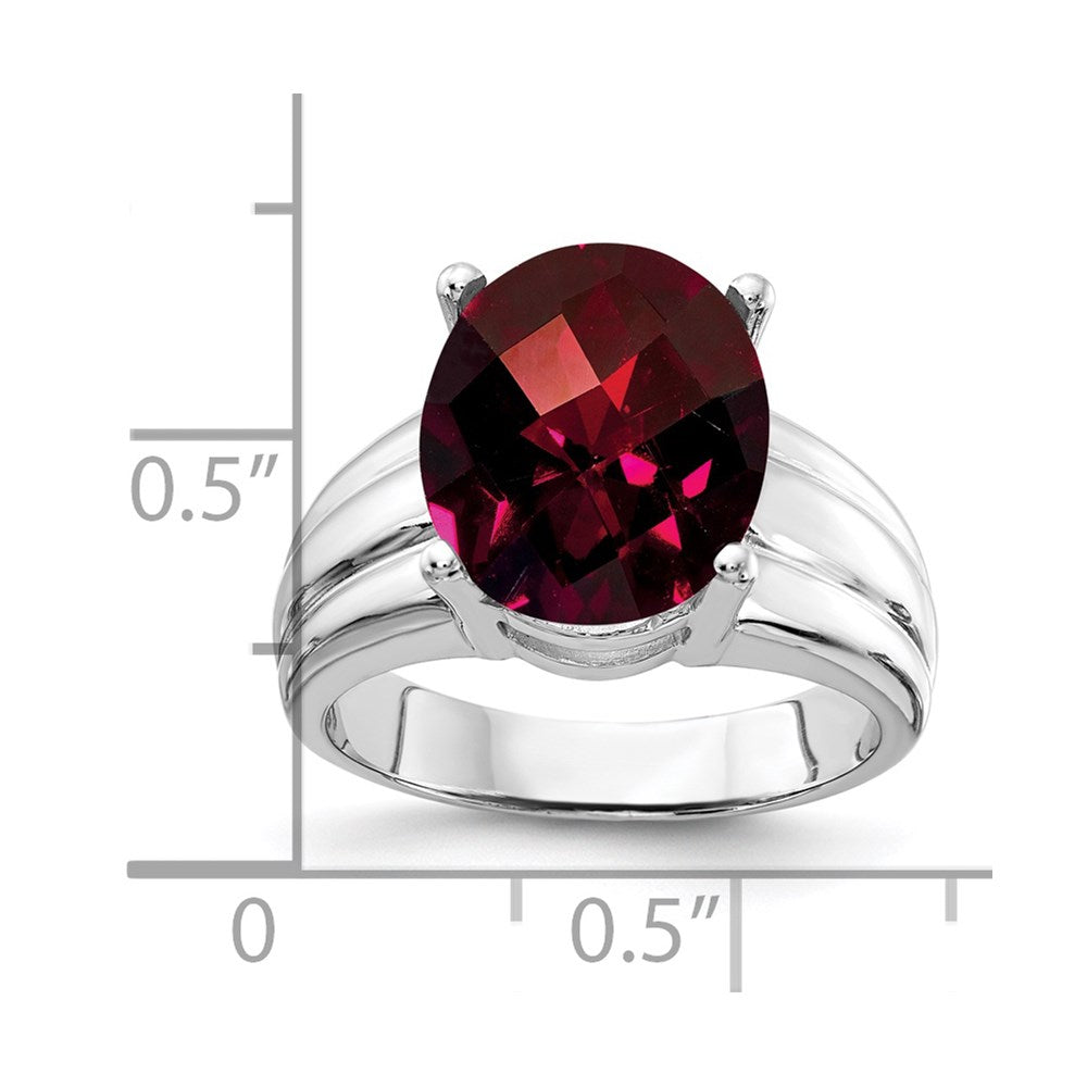 14k white gold 12x10mm oval garnet checker ring y4549gc