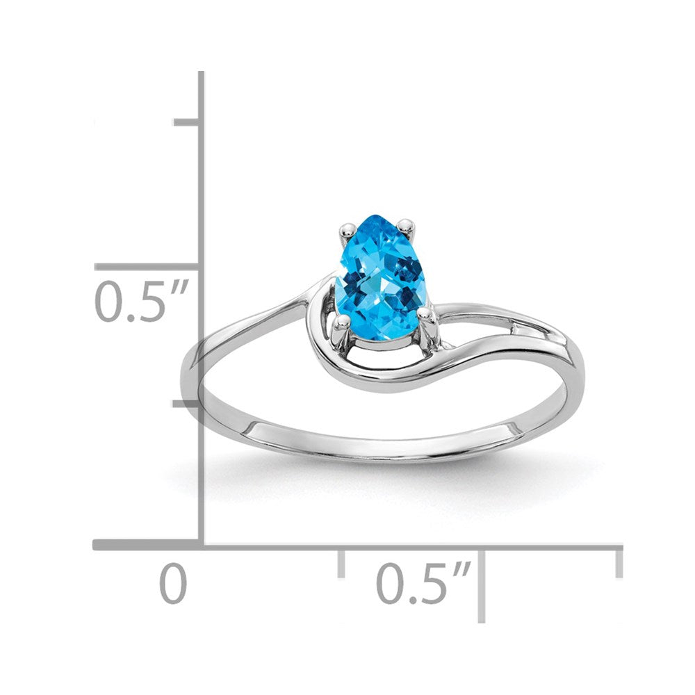 14k white gold 6x4mm pear blue topaz checker ring y4627bc