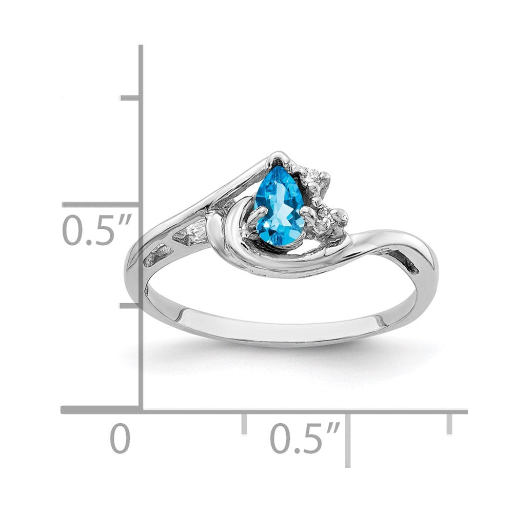 14k white gold 5x3mm pear blue topaz a real diamond ring y4628bt a