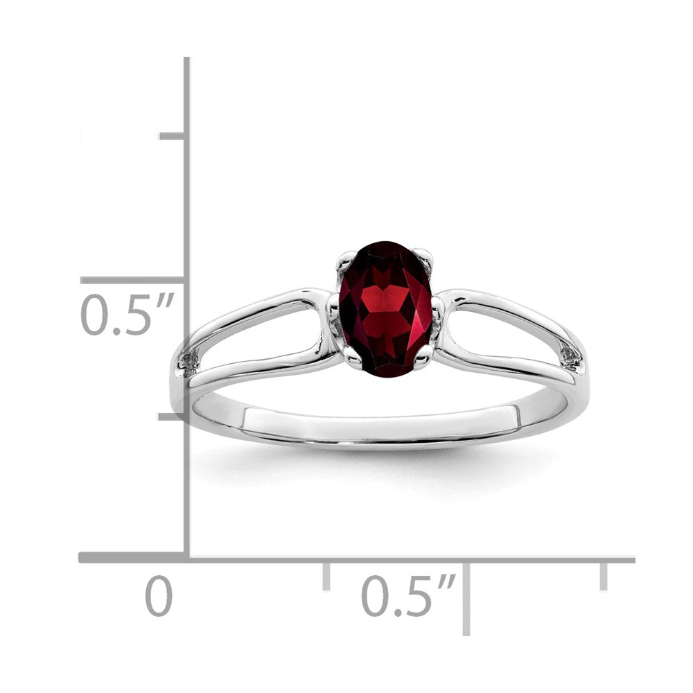 14k white gold 6x4mm oval garnet ring y4634ga